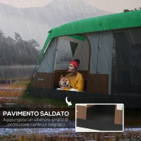 Outsunny Tenda da Campeggio 4 Posti a Tunnel Impermeabile con Finestre a Rete, in Poliestere, 490x305x225 cm, Verde(m-6)