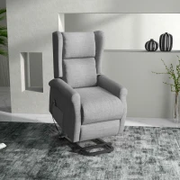HOMCOM Fauteuil releveur inclinable avec Repose-Pied Fauteuil de Relaxation électrique Ajustable Lin Gris chiné(m-10)