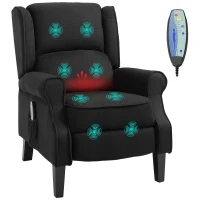 HOMCOM Poltrona Massaggiante e Reclinabile con Funzione Riscaldante e Telecomando, 78x84x101cm, Nero(m-12)