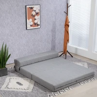 HOMCOM Klappsessel mit Bettfunktion, Gästebett, faltbar, bis 250 kg, 138x80x50 cm, Grau(m-10)