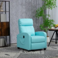 HOMCOM Poltrona Relax Massaggiante con Telecomando e 8 Programmi, Reclinazione e Poggiapiedi, Azzurro(m-10)
