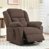 HOMCOM Aufstehsessel mit Massagefunktion und Lendenheizung, Recliner-Sessel mit Fernbedienungen und Seitentaschen, Dunkelbraun(m-10)