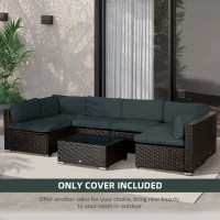 Outsunny Garden Rattan Sofa Cushion Polyester Cover Replacement Outdoor- No Cushion Included, Grayish Green(m-6)