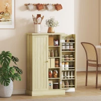 HOMCOM Dispensa 104 cm, 12 rastrelliere spezie, ripiani regolabili, legno naturale.(m-10)
