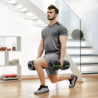 SPORTNOW Kit de Mancuernas 30kg 2 en 1 con Barra de Pesas Mango Antideslizante para Entrenamiento de Fuerza Negro Verde(m-10)