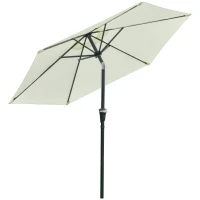 Outsunny Chapéu de Sol de Jardim Ø230x216 cm com Teto Ajustável Abertura Manual Impermeável para Terraço Pátio Piscina Praia Creme(m-11)