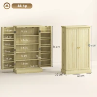 HOMCOM Dispensa 104 cm, 12 rastrelliere spezie, ripiani regolabili, legno naturale.(m-3)