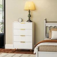 HOMCOM Cómoda com 4 Gavetas Cómoda de Dormitório Moderna com Desenho Ondulado Anti-Tombo 60x40x90 cm Branco(m-10)