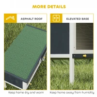 PawHut Wooden Rabbit Hutch Guinea Pig Hutch Bunny Cage Small Animal Habitat Openable Asphalt Roof for Outdoor Use 90 x 45 x 65 cm(m-7)