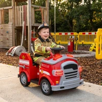 AIYAPLAY Feuerwehrauto, Elektro-Kinderauto, max. 3 km/h, Sirene, Blaulicht, Werkzeuge, für Kinder 3-5 Jahre(m-10)