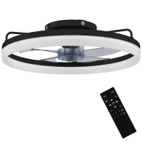 HOMCOM Deckenventilator mit Licht und Fernbedienung, 50 cm LED-Deckenventilator mit 3 Farben, 6 Geschwindigkeiten, Timer, Dimmbar(m-1)