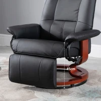 HOMCOM Poltrona Relax Reclinabile Manualmente fino 145° con Poggiapiedi e Rivestimento in Finta Pelle, Nero(m-7)