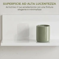 HOMCOM Mensola da Muro per Soggiorno e Camera da Letto, Spessore 1.5 cm, in Legno in Finitura Lucida, Bianco(m-4)