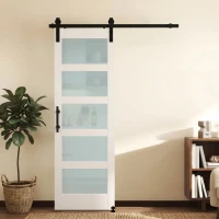 HOMCOM Porta Scorrevole Interno in Stile Rustico con Binario Silenzioso, Kit Ferramenta e Maniglia, Bianco(m-10)