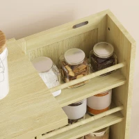 HOMCOM Dispensa 104 cm, 12 rastrelliere spezie, ripiani regolabili, legno naturale.(m-9)