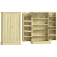 HOMCOM Dispensa 104 cm, 12 rastrelliere spezie, ripiani regolabili, legno naturale.(m-1)