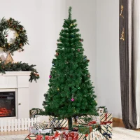 HOMCOM 180cm Albero di Natale Artificiale con 624 Rami in PVC Ignifughi, Albero di Natale Realistico con Decorazioni e Rami Folti, Verde(m-10)