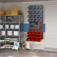 HOMCOM Organiseur 28 compartiments 44 pièces - polypropylène rouge gris - fixation murale - 6 Étages - dim. 63L x 22l x 95H cm(m-7)