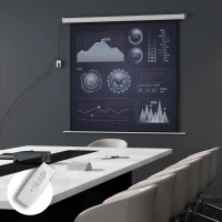 HOMCOM Ecran Proiector Motorizat de 92 de Inci cu Telecomandă, din Plastic și Metal, 189,5x8x189,5 cm, Alb(m-9)