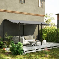Outsunny 3 x 5 m Pergola, Flexibles Gartendach mit wasserfester Plane und Metallrahmen, Schattenspender, Dunkelgrau(m-10)