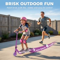 AIYAPLAY Electric Scooter for Kids Aged 4-7 Years, with Flashing LED Lights, Rear Auxiliary Wheels, Purple(m-6)