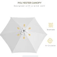 Outsunny 2.6M Garden Parasol Umbrella with Tilt and Crank, Outdoor Sun Parasol Sunshade Shelter with Aluminium Frame, Cream White(m-20)