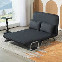 HOMCOM Schlafsofa, 5-fach verstellbar, Wildlederimitat, Stahlrahmen, inkl. Kissen, Schwarz(m-10)