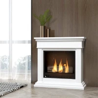 HOMCOM Biocamin cu 3 Arzătoare de 0,4L, Panou de Sticlă și Acoperire de 18㎡, 76x28x76cm, Alb(m-10)