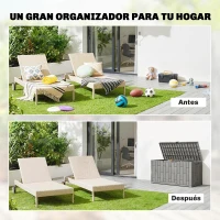 Outsunny Arcón Exterior Capacidad 227L Baúl de Almacenaje Exterior Resistente al Agua y a los Rayos UV con Cerradura Gris(m-4)