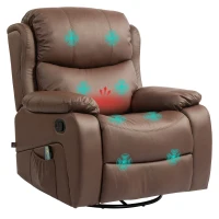 HOMCOM Poltrona Relax Reclinabile con 8 Punti Massaggianti, Riscaldanti e Poggiapiedi, 97x92X104 cm, Marrone(m-12)