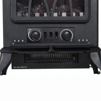 HOMCOM Șemineu Electric cu Efect de Flacără Stil Retro, Termostat 1000-2000W și Lumină Reglabilă, Negru(m-9)