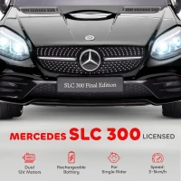 HOMCOM Benz SLC 300  Licensed 12V Kids Electric Ride On, with Music, Remote Control, LED Headlights, Horn, Black(m-4)