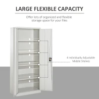Vinsetto Cool Rolled Steel Tall Office Lockable Filing Cabinet, 2 Doors, 4 Internal Adjustable Shelves, Bookcase Cabinet Storage Unit, 80 L x 40 W x 184 cm(m-17)