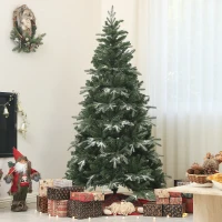 HOMCOM Brad de Crăciun înzăpezit cu 850 de ramuri și design pe secțiuni, din plastic și oțel, Ø110x180 cm, verde(m-10)