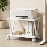 HOMCOM Supporto Stampante con 2 Ripiani per Ufficio e Casa, Bianco(m-9)