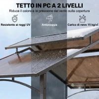 Outsunny Gazebo da Giardino per Barbecue, Doppio Tetto Anti-UV e Struttura in Acciaio con Mensole, 240x150x250cm, Nero(m-4)