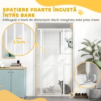 PawHut Poartă pentru Câini și Pisici, Înaltă de 180 cm, Extensibilă de la 77-104 cm, Montaj prin Presiune, Albă(m-5)