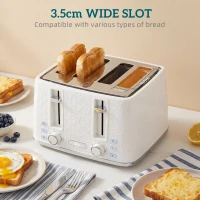 HOMCOM Kettle and Toaster Set, 1.7L 3000W Rapid Kettle with Strix Thermostat, 4 Slice Toaster with 7 Browning Controls, Cream(m-8)