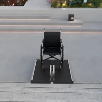 HOMCOM Rampe de fauteuil roulant pliable rampe de chargement sablage antidérapante en alliage d'aluminium 91 x 73,6 cm noir(m-7)
