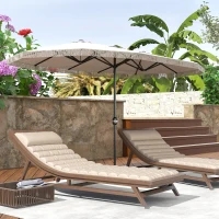 Outsunny Ombrellone Doppio a 12 Stecche con Manovella, in Poliestere e Acciaio, 450x265x260 cm, Bianco Crema(m-10)