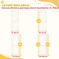PawHut Poartă pentru Câini și Pisici, Înaltă de 180 cm, Extensibilă de la 77-104 cm, Montaj prin Presiune, Albă(m-6)