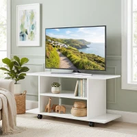 HOMCOM Mobile Porta TV Moderno con Ripiani, Ruote Girevoli e Freni, 80x40x40 cm, Bianco(m-10)
