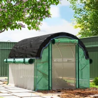 Outsunny 3 x 2 x 2 m Polytunnel-Gewächshaus mit Sonnenschutznetz, rollbaren Seitenwänden, Kunststoff-Abdeckung, Stahlrahmen, Grün(m-10)