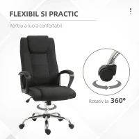 Vinsetto Scaun de Birou Ergonomic, Basculant și Căptușit, cu Înălțime Reglabilă, 62 x 76 x 110-119 cm, Negru(m-6)