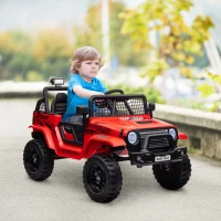 AIYAPLAY Kinder-Elektroauto mit sanfter Federung, fernsteuerbar, LED-Lichter, Hupe, 12V-Motoren, aus Kunststoff und Metall, Rot(m-10)