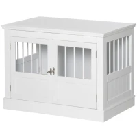 PawHut Gaiola para Cães com Mesa Auxiliar Casa para Animais de Estimação Moderna com 3 Portas e Fecho Magnético para Cães Pequenos 78x53x59,3 cm Branco(m-12)