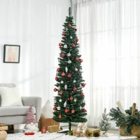 HOMCOM Weihnachtsbaum künstliche Künstliche Tanne Christbaum, inkl Ständer Weihnachtsstern 2,1 m, Grün(m-10)