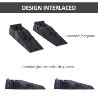 DURHAND Conjunto de 2 Rampas para Carro em Plástico Portáteis Carga até 2,5 Toneladas 91x30x21 cm, Preto(m-6)
