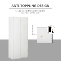 Vinsetto Cool Rolled Steel Tall Office Lockable Filing Cabinet, 2 Doors, 4 Internal Adjustable Shelves, Bookcase Cabinet Storage Unit, 80 L x 40 W x 184 cm(m-19)