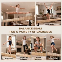 HOMCOM 7.5ft Adjustable Balance Beam, Gymnastics Beam with Wheels, Gymnastics Equipment for 6+ Years Old Training(m-7)